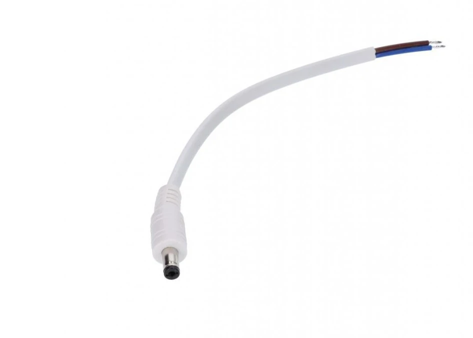 Gniazdo DC 5.5×2.1 5A przewód biały 15cm 18awg