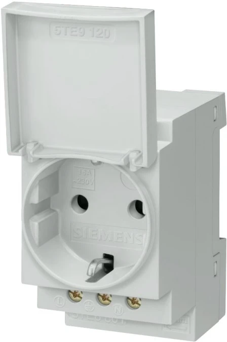 Gniazdo modułowe 2P+Z 16A 230V Schuko na szynę z pokrywką 5TE6801