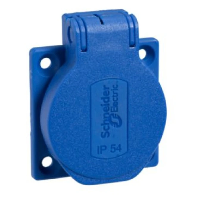 Gniazdo PK, niebieskie, 2p+PE, 10/16A, 250 V, niemieckie, IP54, podtynk. PKS52B