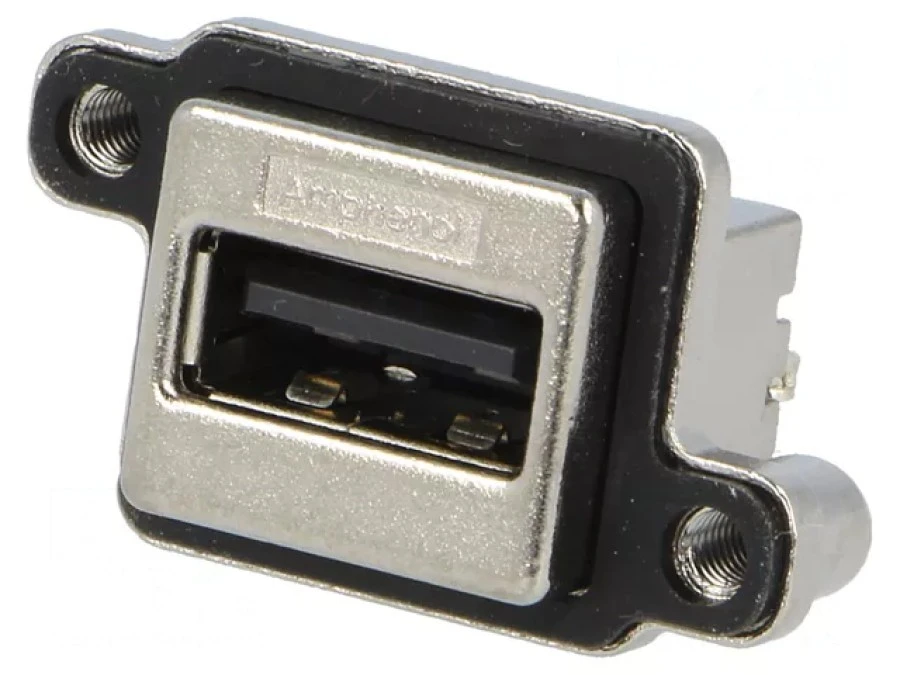 Gniazdo na panel przykręcany THT proste USB A MUSB USB 2.0 MUSB‑A511‑N0