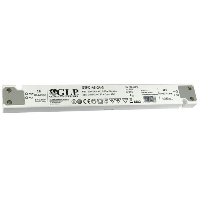 GLP Zasilacz LED GTPC‑45‑24‑S 45W 24V DC 1,87A meblowy slim wąski podłużny