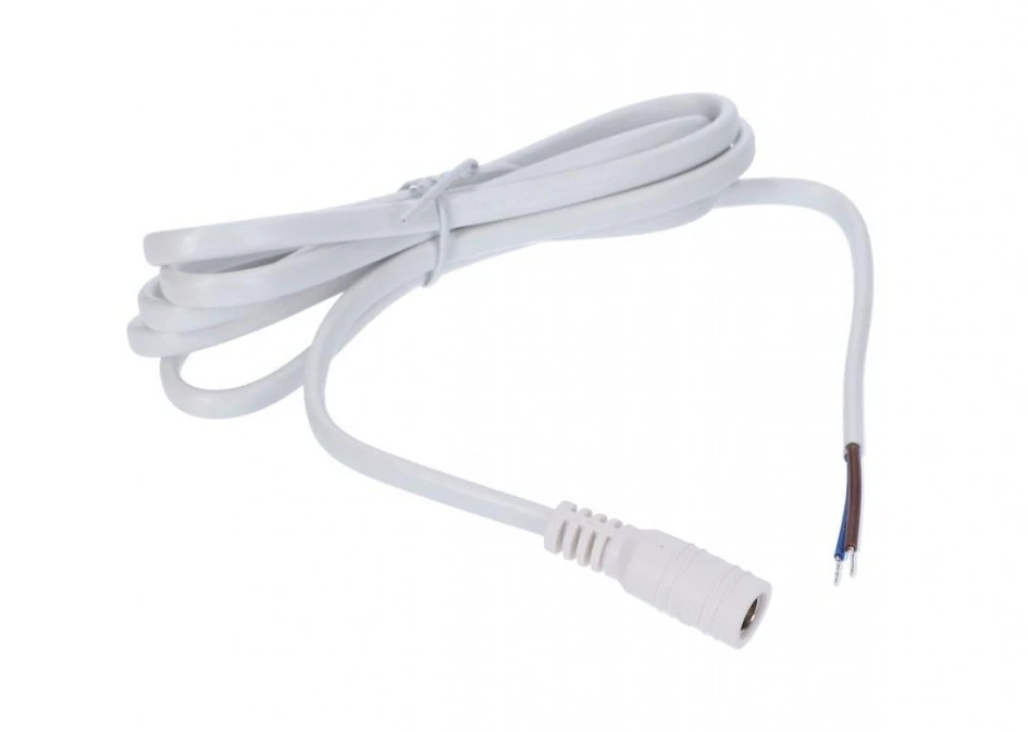 Gniazdo DC 5.5×2.1 5A przewód biały 150cm 18awg