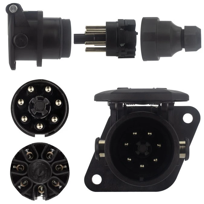 Gniazdo naczepowe do systemu EBS/ABS 7‑pin 24V skręcane