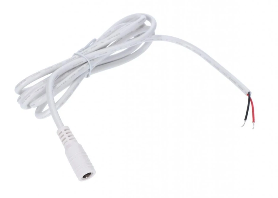 Gniazdo DC 5.5×2.1 3A przewód biały 150cm 22awg