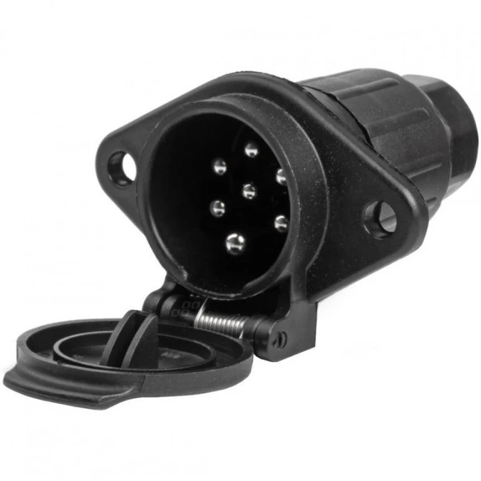 Gniazdo naczepowe typu N (czarne) 7‑pin 24V plastikowe AMIO