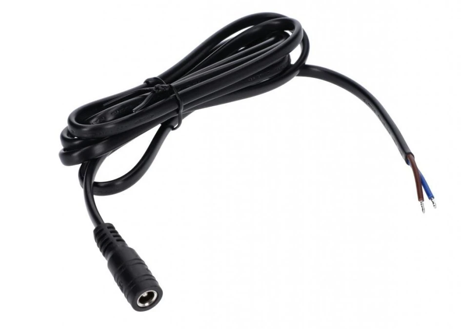 Gniazdo DC 5.5×2.1 5A przewód czarny 150cm 18awg