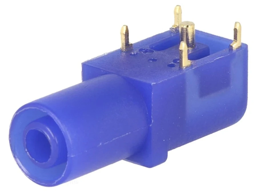 Gniazdo bananowe 4mm 24A 33mm niebieski złocony na panel FCR7350L