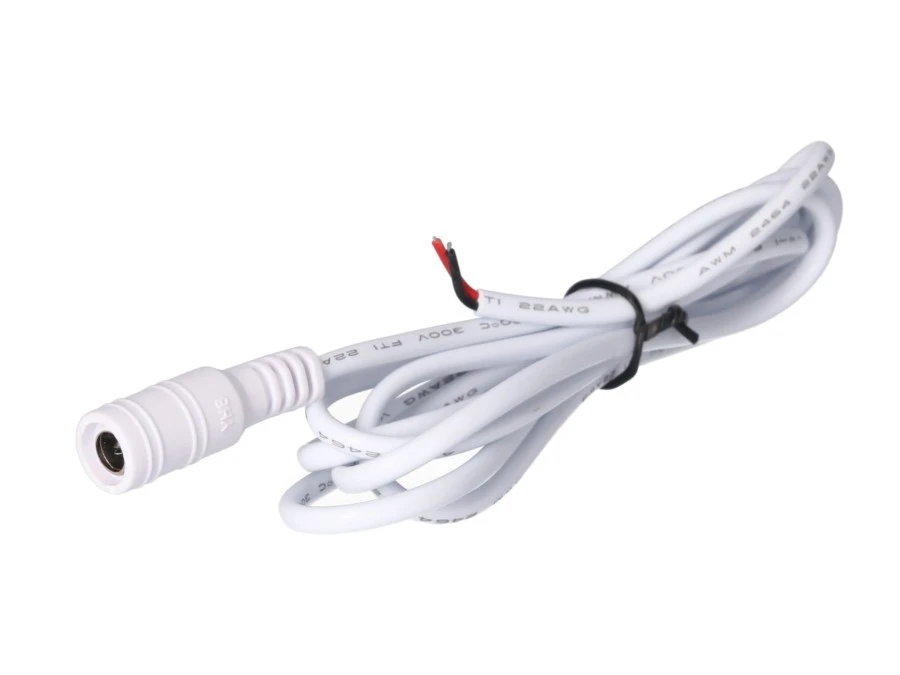 Gniazdo DC 5.5×2.5 przewód biały 150cm 22awg