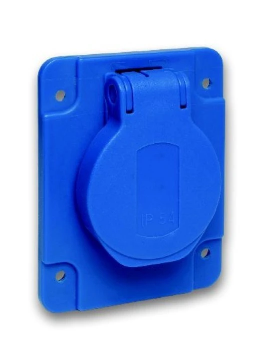 Gniazdo PK, niebieskie, 2p+PE, 10/16A, 250 V, niemieckie, IP54, podtynk. PKS62B