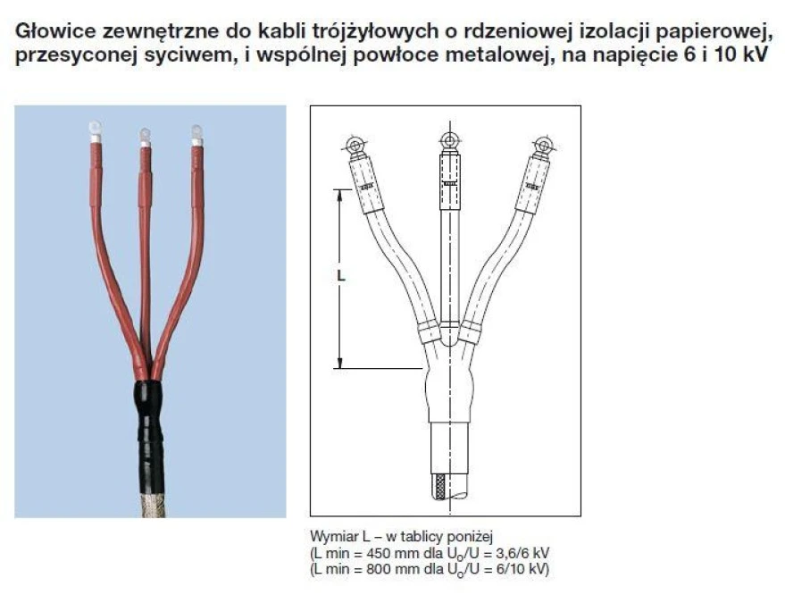 Głowica kablowa bez końcówek GUST‑12/70‑120/800 ‑ TE Raychem