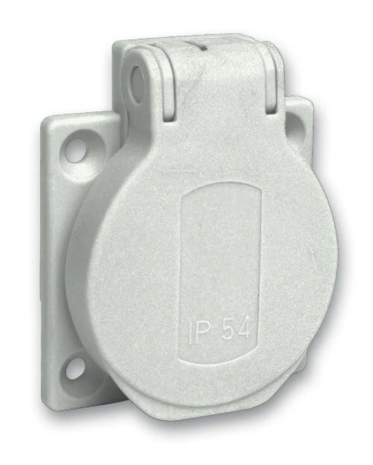 Gniazdo PK, szare, 2p+PE, 10/16A, 250 V, niemieckie, IP54, podtynkowe PKS51G
