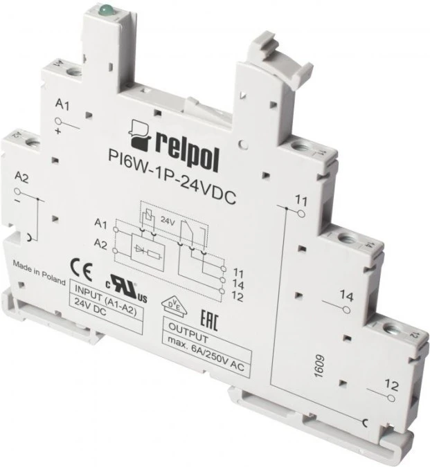 Gniazdo do przekaźnika RM699BV szerokość 6,2mm PI6W‑1P‑24VAC/DC 855999