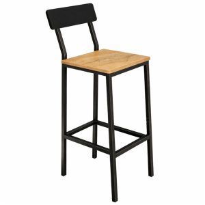 Hoker barowy z oparciem loft dąb czarny metal taboret do kuchni wyspy 946976