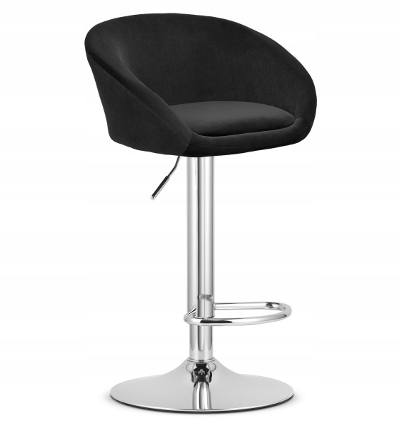 Hoker Krzesło Tapicerowane Velvet Obrotowe Do Kuchni Salonu Czarne Sita 794199