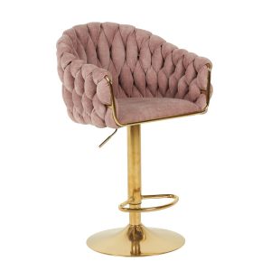 Hoker tapicerowany ROSA PREMIUM różowy do kuchni wyspy 940213
