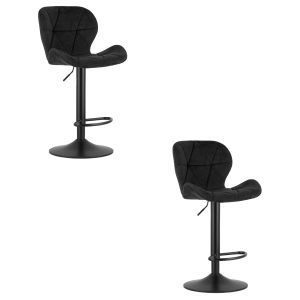 Hoker welurowy czarny WEST velvet z podnóżkiem czarną metalową bazą x2 974313 Hoker welurowy czarny WEST velvet z podnóżkiem czarną metalową bazą x2 974313