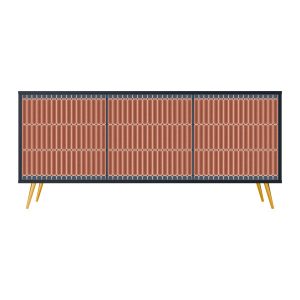 HYPNOTIC GATE Komoda 3 drzwi Czarna-Metalowa szpilka złota 442601