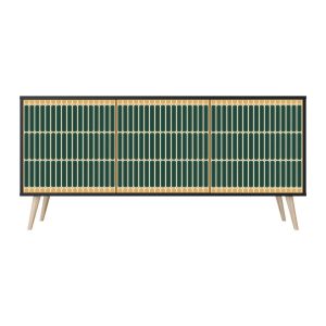 ILUSION GATE Komoda 3 drzwi Czarna-Bukowa skośna 442227