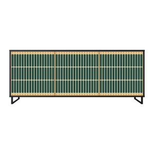 ILUSION GATE Komoda 3 drzwi Czarna-Metalowa ramka czarna 441865