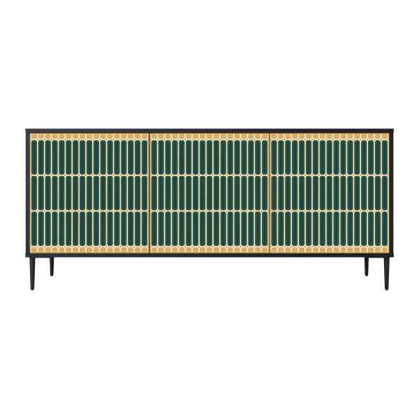 ILUSION GATE Komoda 3 drzwi Czarna-Metalowa szpilka czarna 441676