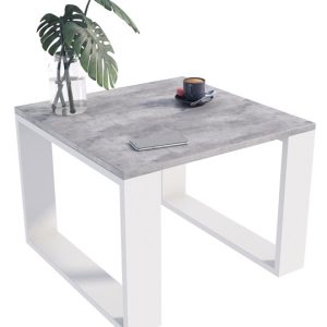 Industrialna ława kawowa do salonu beton + biały – Avtica 390569 Industrialna ława kawowa do salonu beton + biały – Avtica 390569