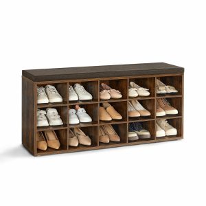 Industrialna Szafka na Buty z Ławką i 15 Półkami 764895 Industrialna Szafka na Buty z Ławką i 15 Półkami 764895