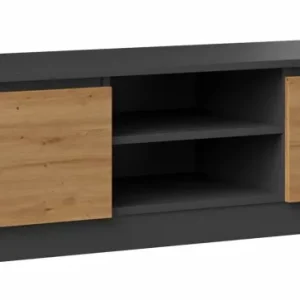 Industrialna szafka RTV antracyt + dąb artisan – Luero 648769 Industrialna szafka RTV antracyt + dąb artisan – Luero 648769