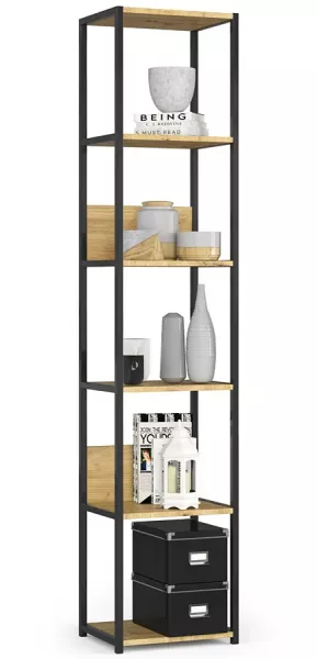 Industrialny otwarty regał czarny + dąb artisan - Sarvon 638489