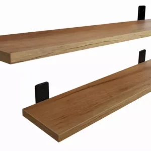 Industrialny zestaw 2 półek ściennych dąb craft złoty – Avvian 326740 Industrialny zestaw 2 półek ściennych dąb craft złoty – Avvian 326740