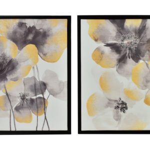 INGA Komplet 2 obrazów 40x40cm kwiaty czarno-złote 969974 INGA Komplet 2 obrazów 40x40cm kwiaty czarno-złote 969974