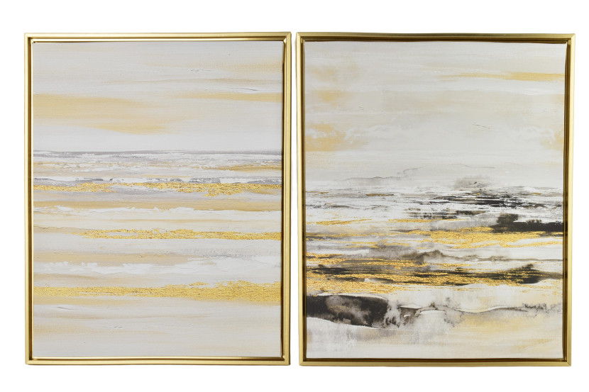INGA Komplet 2 obrazów 40x50cm złoto czarna abstrakcja 969971