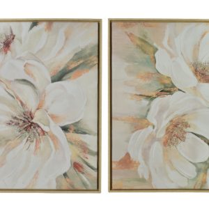 INGA Komplet 2 obrazów 60x60cm kwiaty białe 969973 INGA Komplet 2 obrazów 60x60cm kwiaty białe 969973