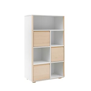 Inmondo Funflex – Regał wysoki biały, drzwi brzoza 375922 Inmondo Funflex – Regał wysoki biały, drzwi brzoza 375922