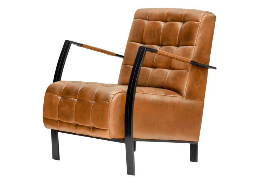IRON LABEL Fotel #13 Skóra + metal 64x76x83 cm 372540