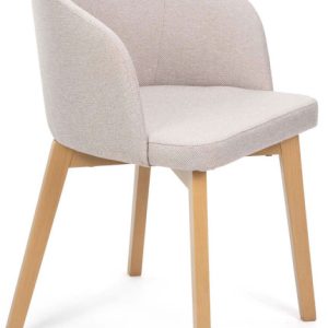 Jasnobeżowe drewniane krzesło tapicerowane – Manix 326842 Jasnobeżowe drewniane krzesło tapicerowane – Manix 326842