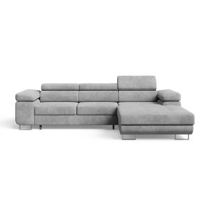 Jasnoszara kanapa narożna z funkcją spania ADRIANO welur prawa 1072612 Jasnoszara kanapa narożna z funkcją spania ADRIANO welur prawa 1072612