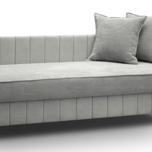 Jasnoszare pojedyncze tapicerowane łóżko z – Avero 357409