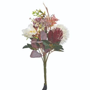 Jesienny Bukiecik Kwiatów Z Ozdobami Wys. 32Cm Biało-Bord 805419 Jesienny Bukiecik Kwiatów Z Ozdobami Wys. 32Cm Biało-Bord 805419