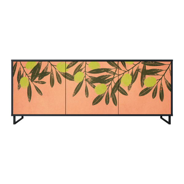 JUICY OLIVES Komoda 3 drzwi Czarna-Metalowa ramka czarna 442115