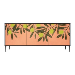 JUICY OLIVES Komoda 3 drzwi Czarna-Metalowa szpilka czarna 442253 JUICY OLIVES Komoda 3 drzwi Czarna-Metalowa szpilka czarna 442253