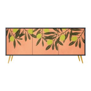 JUICY OLIVES Komoda 3 drzwi Czarna-Metalowa szpilka złota 442334 JUICY OLIVES Komoda 3 drzwi Czarna-Metalowa szpilka złota 442334