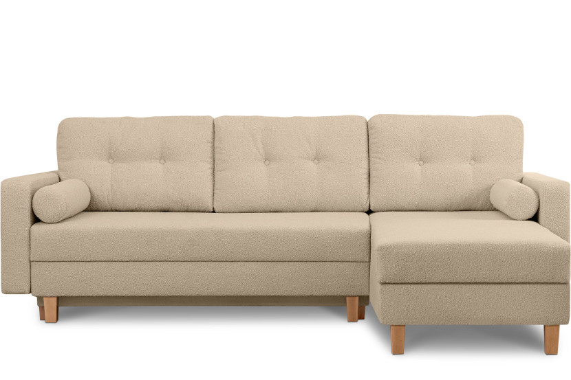 KONSIMO ERISO Narożnik z otomaną jasnobeżowy boucle prawy/lewy 857109