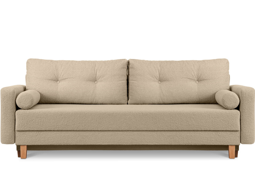 KONSIMO ERISO Skandynawska Sofa 3 osobowa, jasnobeżowa, boucle 857154