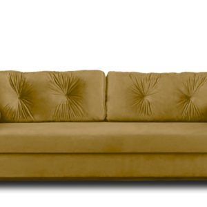 KONSIMO ERISO Sofa kanapa welurowa rozkładana miodowa, żółta 3 os. 857158 KONSIMO ERISO Sofa kanapa welurowa rozkładana miodowa, żółta 3 os. 857158
