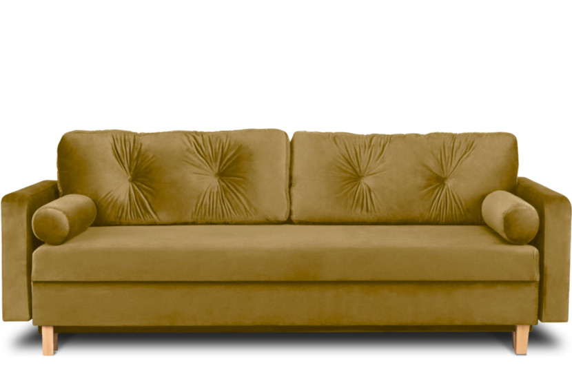 KONSIMO ERISO Sofa kanapa welurowa rozkładana miodowa, żółta 3 os. 857158