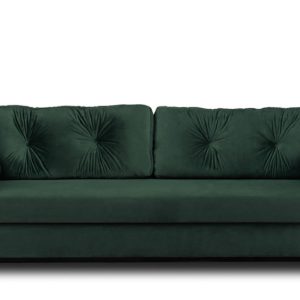 KONSIMO ERISO Sofa rozkładana welurowa, ciemny zielony, 3 os. 857159 KONSIMO ERISO Sofa rozkładana welurowa, ciemny zielony, 3 os. 857159