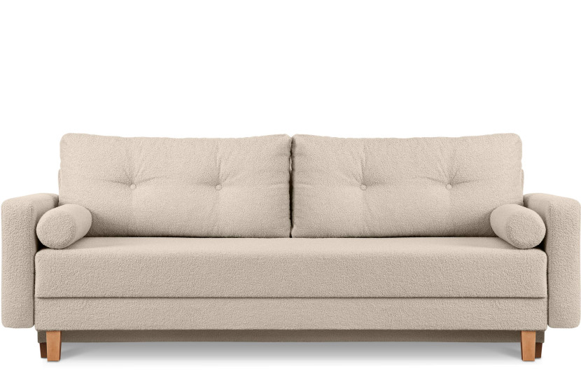 KONSIMO ERISO Sofa skandynawska rozkładana, kremowa, boucle 857160