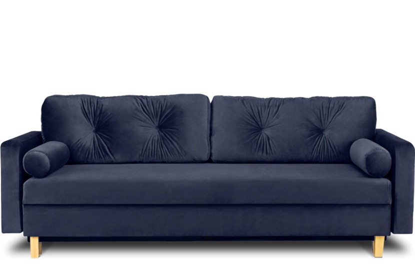 KONSIMO ERISO Sofa welurowa Scandi rozkładana granatowa 3 os. 857164