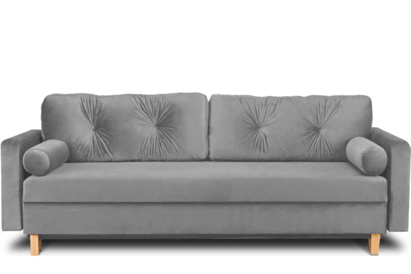 KONSIMO ERISO Szara Sofa kanapa welurowa rozkładana 3 os. szer. 220 cm 857169
