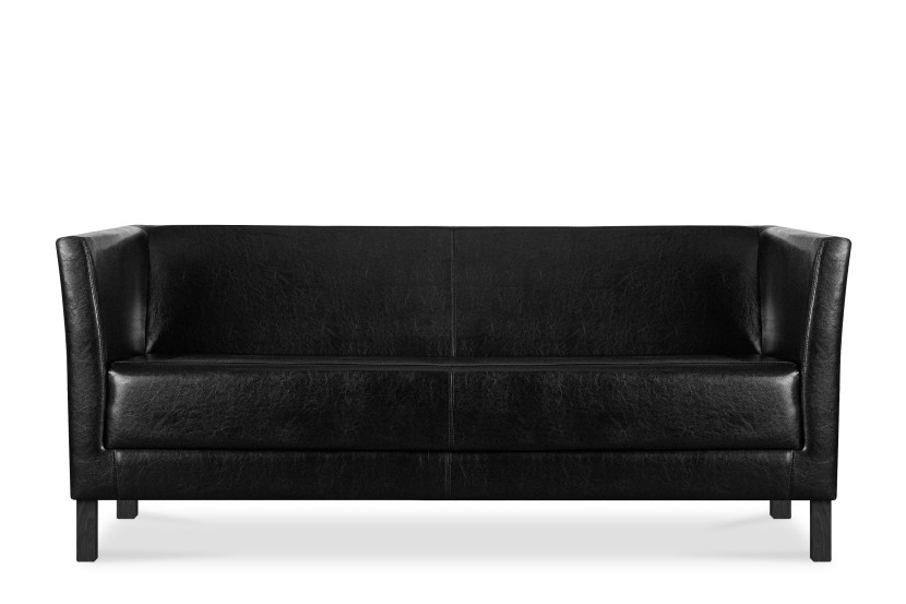 KONSIMO ESPECTO Sofa trzyosobowa z ekoskóry do salonu, czarna 849991
